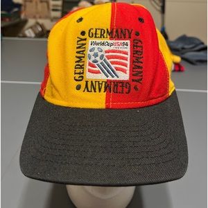Vintage 1994 Germany World Cup Soccer Pinwheel Style Snapback Hat Cap Nutmeg